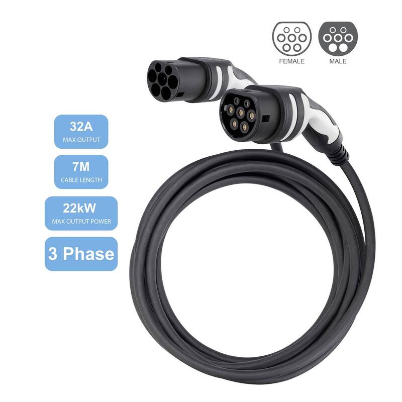 Sygonix eMobility Kabel Ladekabel Typ 2 7m Außenbereich Schwarz - 4064161292649