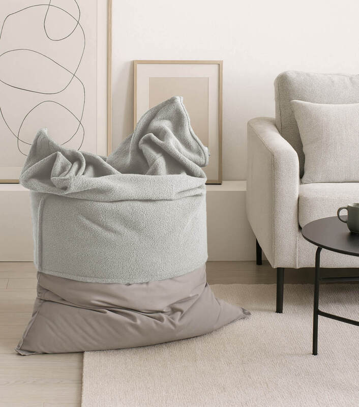 mokebo Sitzsackhülle Bezug Hülle Bouclé Teddy Cover grau für Sitzkissen 170x130 - 4262436126181