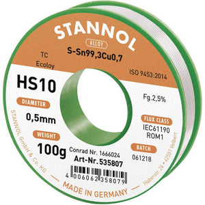 B-Ware Stannol Lötzinn Sn99,3Cu0,7 0,5mm bleifrei 100g ROM1 Lötmittel Elektronik
