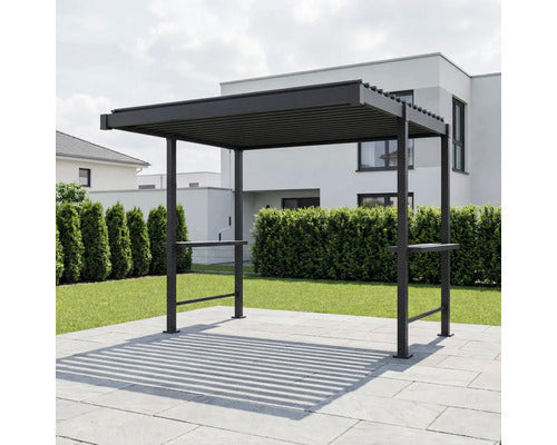 Konsta Grillpavillon Grillpergola Pergola Lamellen anthrazit 300x250cm - 4306516777013