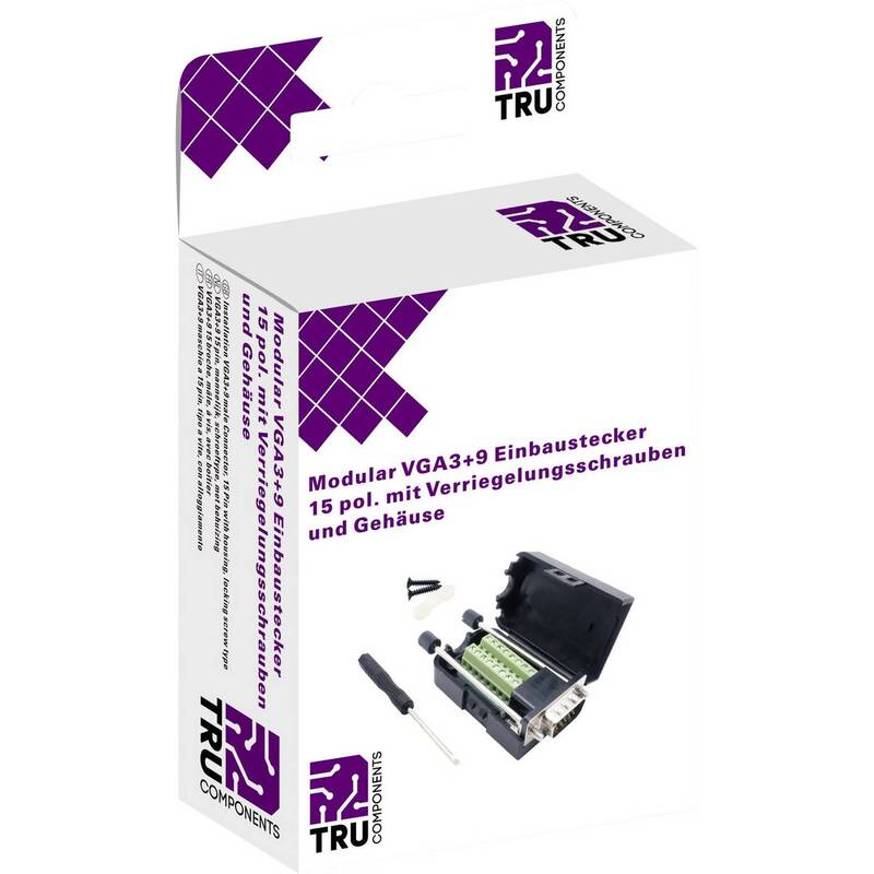 TRU COMPONENTS D-SUB Stiftleiste 15-polig Schraubanschluss ABS 3-reihig Set - 4053199961443