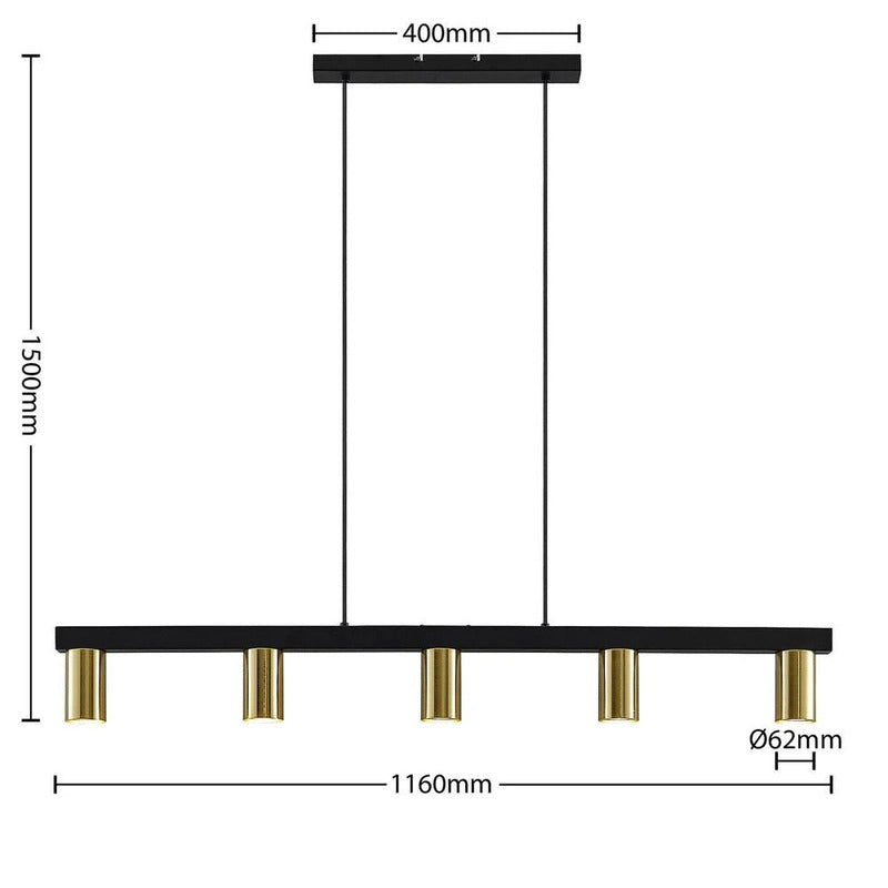 Lindby Pendelleuchte Hängelampe Baliko messing schwarz Esstischlampe Licht LED - 4251911706451