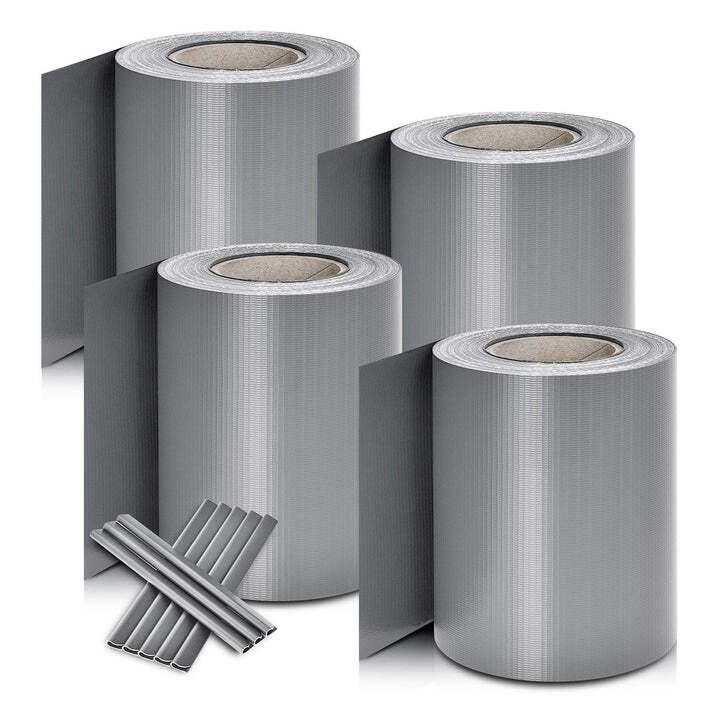 Sichtschutzstreifen PVC Sichtschutzband 19cm x 35m 4er Set hellgrau für Zäune - 4260565524595