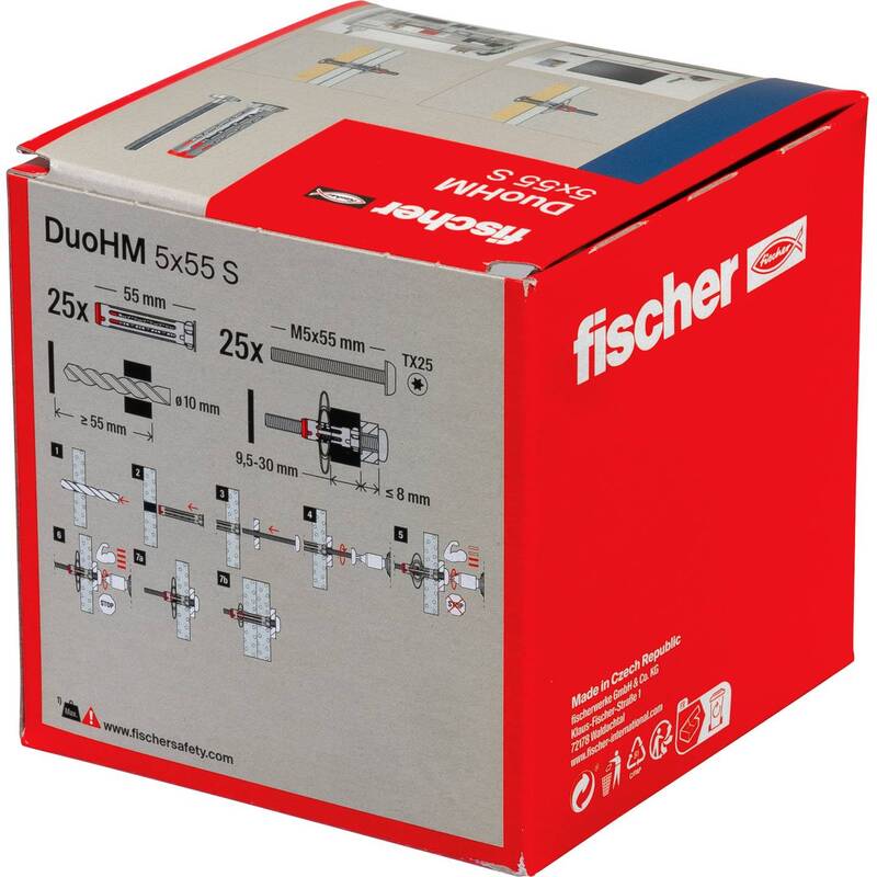 Fischer Hohlraumdübel DuoHM 5x55mm 25 Stück Polyamid für Gipsbauplatten robust - 4048962524024