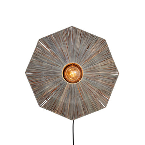 B-Ware GOOD MOJO Wandleuchte Panama dunkelgrau Raffia E27 LED Schalter Stecker 45 cm