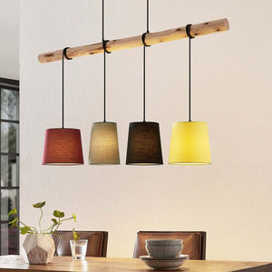 B-Ware Lindby Hängeleuchte Moskau LED Pendelleuchte Lampe dimmbar bunt Textil Holz