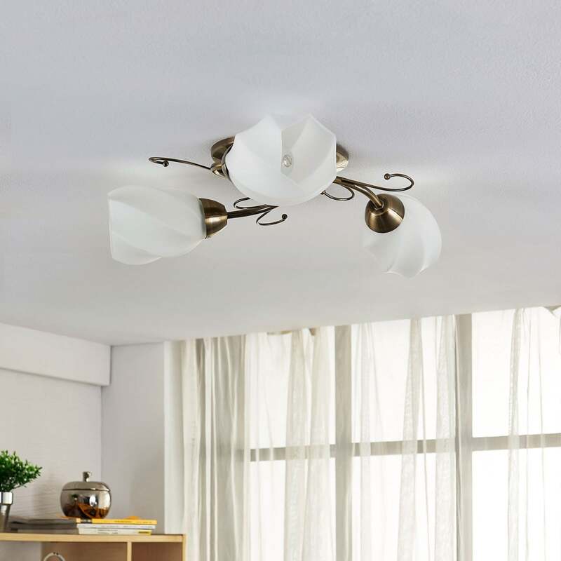 Lindby Deckenlampe Amedea LED Lampe Leuchte dimmbar altmessing Ø55cm 3-flammig - 4251096516999