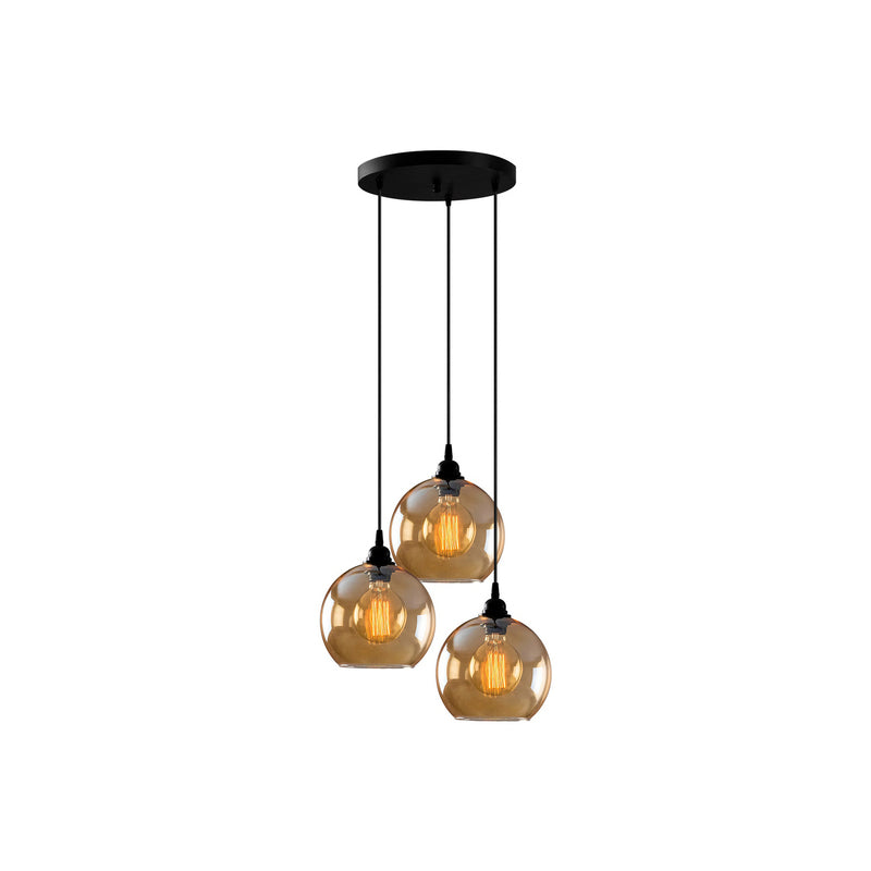 Hängelampe Gold 021 3-flammig Ø20cm Glas Metall dimmbar schwarz-gold - 8682870091177