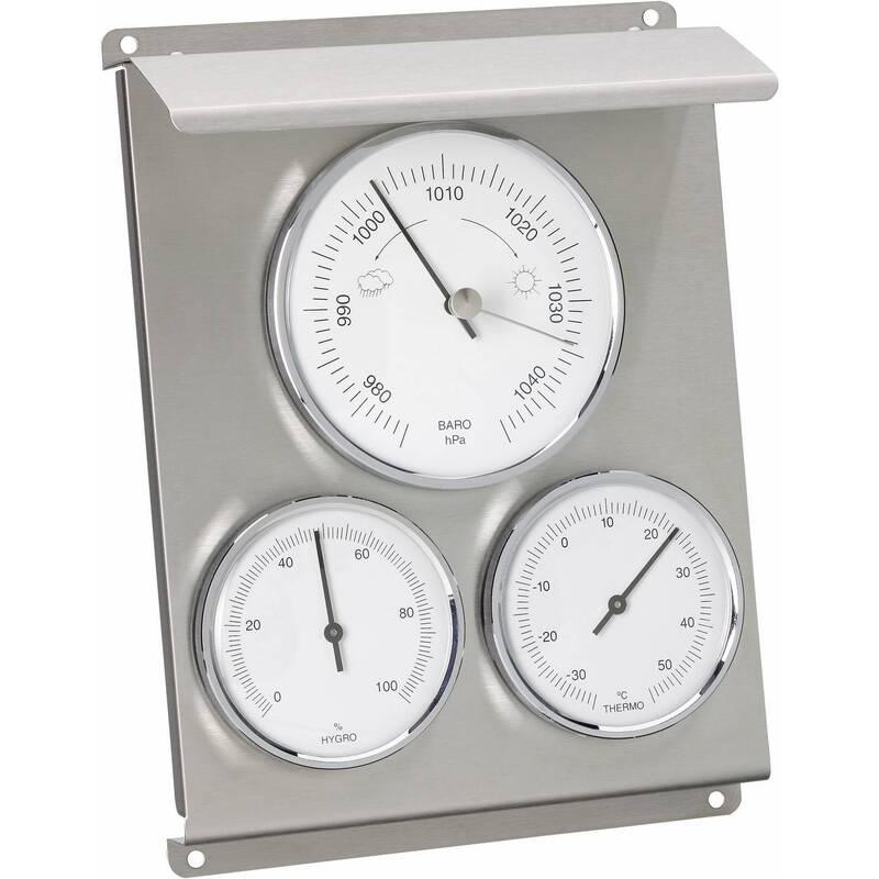 Mechanische Wetterstation Edelstahl TFA Dostmann analog 0-100% Feuchte -35 bi... - 4009816502728