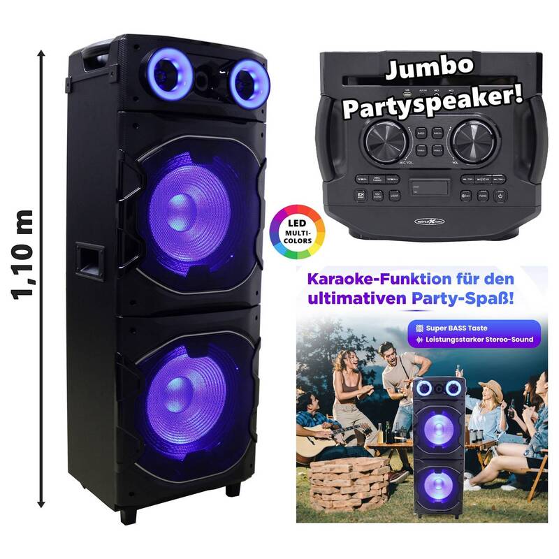 Reflexion Party Lautsprecher Box Bluetooth 1200W Lautsprecher Musikbox 110.8 cm - 4260664982258