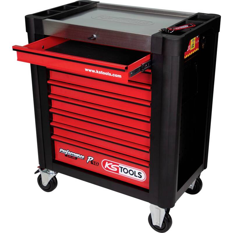 KS Tools Werkstattwagen schwarz-rot 241-teilig Werkzeugwagen mit Schubladen - 4042146859674