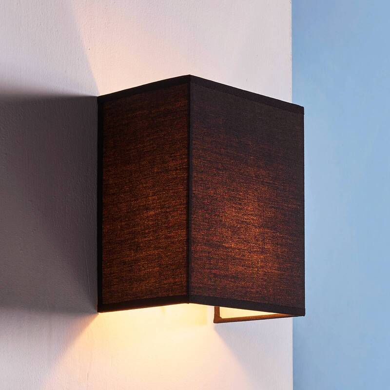 Lindby Schwarze StoffWandleuchte Annalisa Wohnzimmerleuchte Dekolampe E27 schwar - 4251096519334