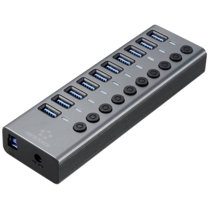 RENKFORCE 10 PORT USB 3.1 GEN 2-HUB Aluminiumgehäuse 10 GBit/s 1,2 m - 4064161313023