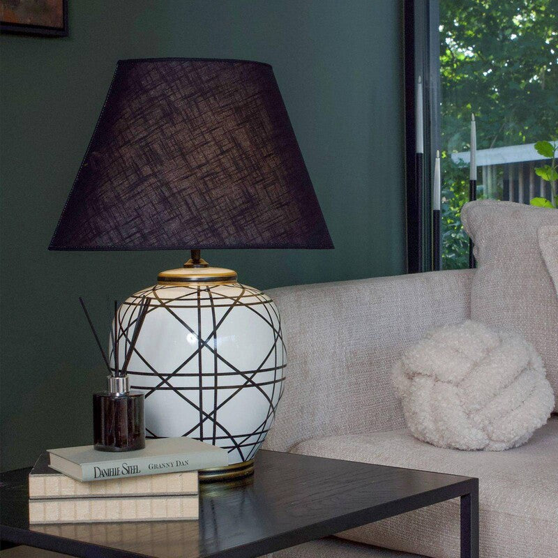 PR Home New York Table Lamp, Black, Height 63 Cm, Ceramic - 7330976147632