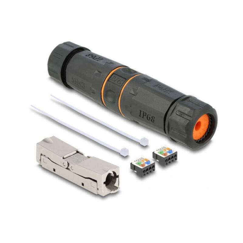 Delock Netzwerk Adapter Kabel LSA Verbinder schwarz IP68 für Außenbereich - 4043619871865