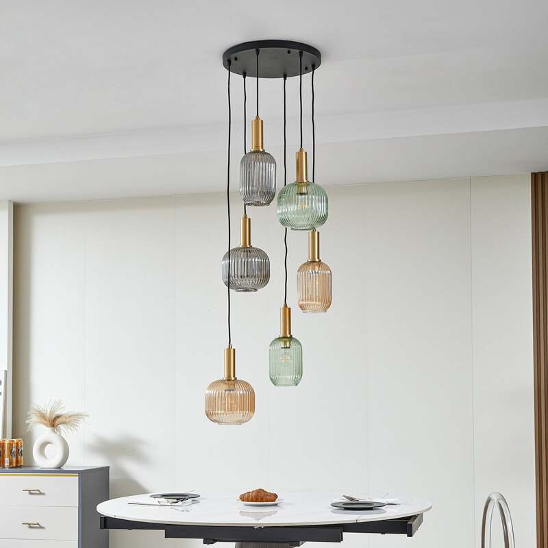 Lindby Hängeleuchte Doroteo amber grau Glas Deckenlampe Lampe SIEHE TEXT/FOTO - 4251911793017