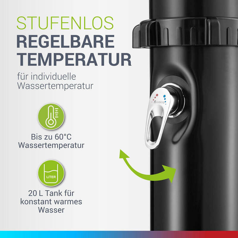 Solardusche Victoria Gartendusche mit großem Regen-Duschkopf 20l schwarz-silber - 4260565523291