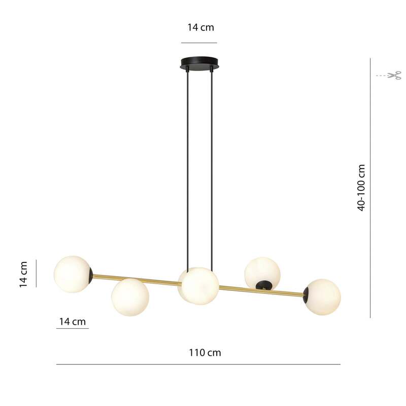 Hängeleuchte Gravity opalweiß gold schwarz Glas E14 Deckenlampe Lampe Leuchte - 5901738926042