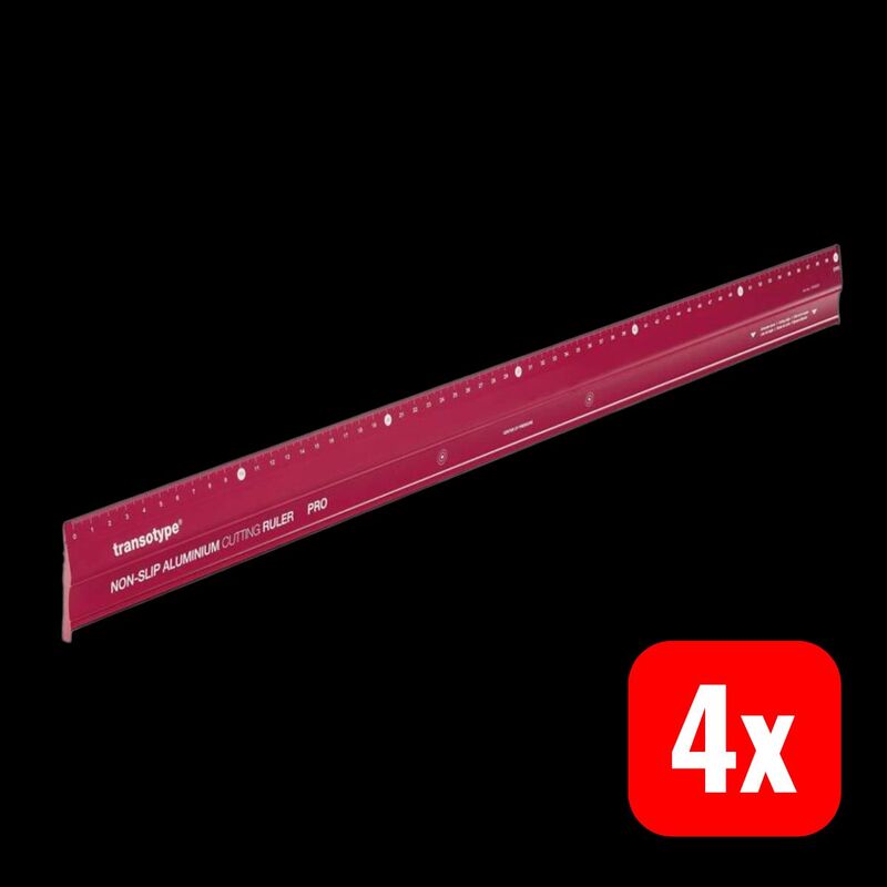 Transotype Schneidelineal Aluminium extrabreit 60cm rutschfest rot 50mm 17806006 - 4013695263717