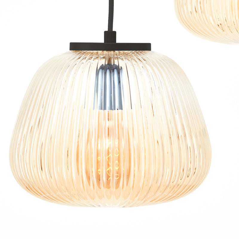 Brilliant Pendellampe Hängeleuchte Kaizen bernstein Glas 3-flammig 105 cm Lampe - 4004353430091