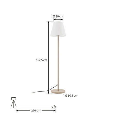 Lucande Terrassenleuchte Jaimy beige 152,5 cm E27 IP44 mit Schalter - 10036266