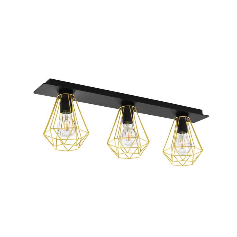 Eglo Deckenleuchte Lampe Tarbes LED dreiflammig dimmbar schwarz messing - 9002759436551