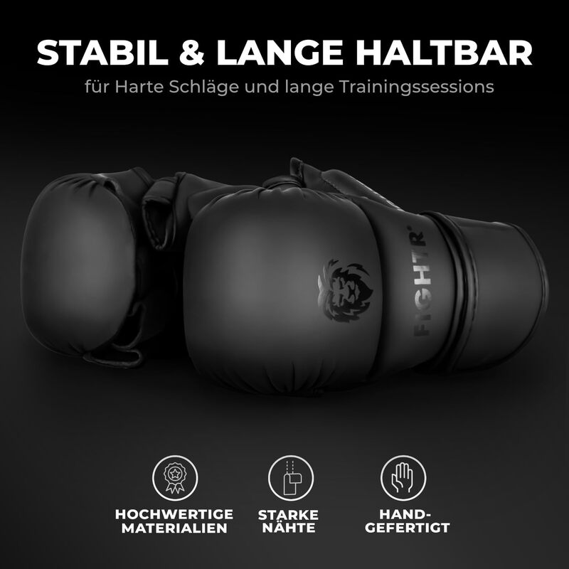 FIGHTR MMA Sparring-Handschuhe schwarz 07oz extra dicke Polsterung Stabilität - 4260723850764