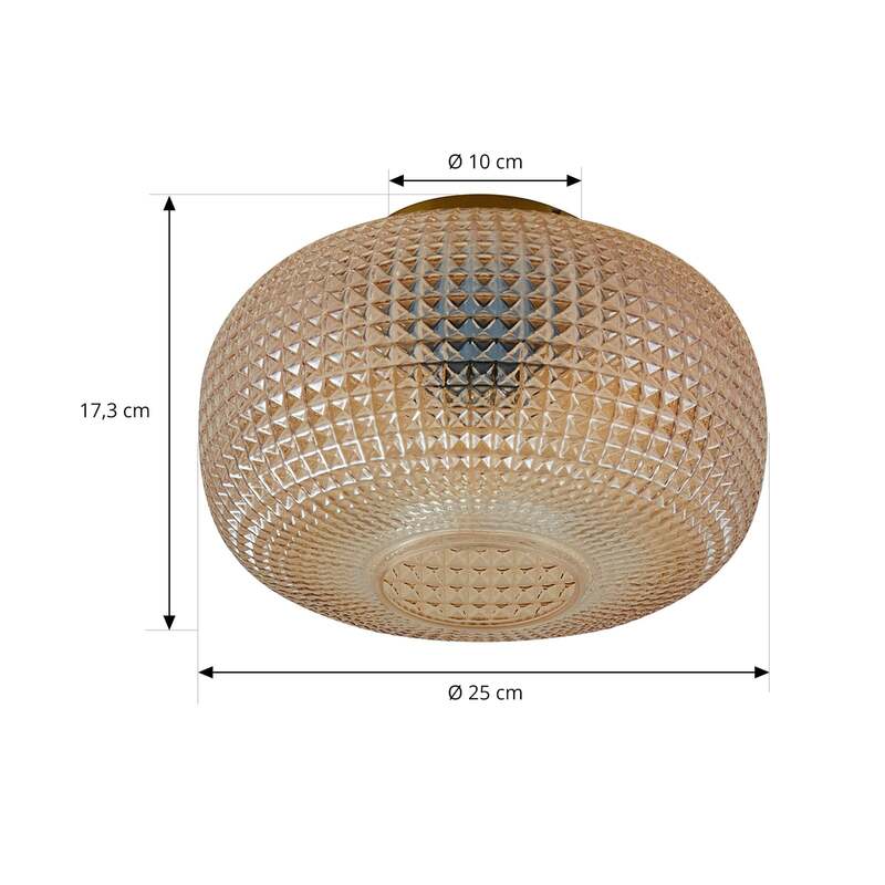 Lindby Deckenleuchte Hildur Ø 25 cm amber Glas dimmbar E27 IP20 - 4251911793352