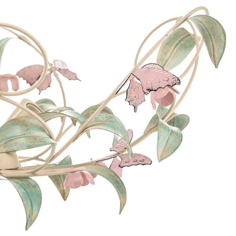Deckenlampe BUTTERFLY LED dimmbar Edelstahl creme grün rosé 5-flammig Ø64cm - 5907565962888