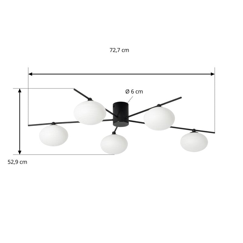 Lindby Deckenleuchte Valisa schwarz 5-flammig Deckenlampe Lampe Leuchte Spot - 4251911785661