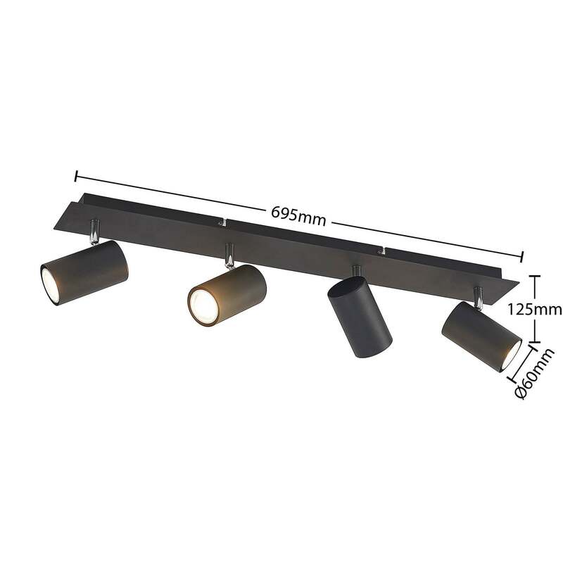 Lindby Deckenstrahler Joffrey LED Lampe dimmbar 4-flg schwarz 70cm GU10 IP20 - 4251911728514