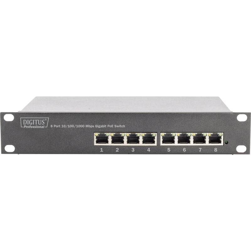 DIGITUS Switch Netzwerk Verteiler 10 Zoll Gigabit Ethernet 8 Port DN-95317 RJ45 - 4016032441038
