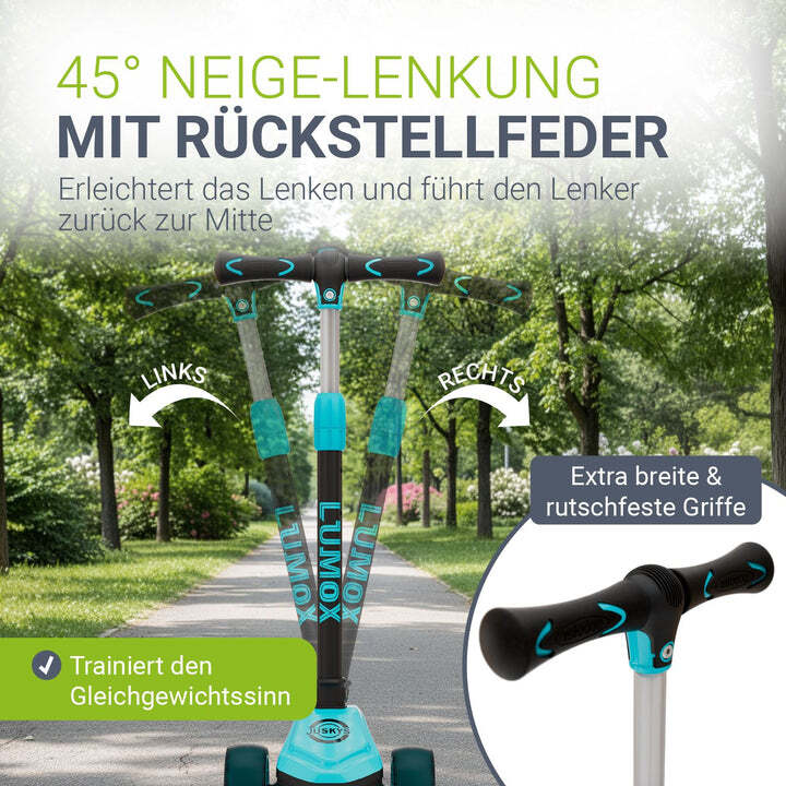 Kinderroller Lumox Roller für Kleinkinder ab 3 Jahren mit LED-Leuchträdern blau - 4262437187723