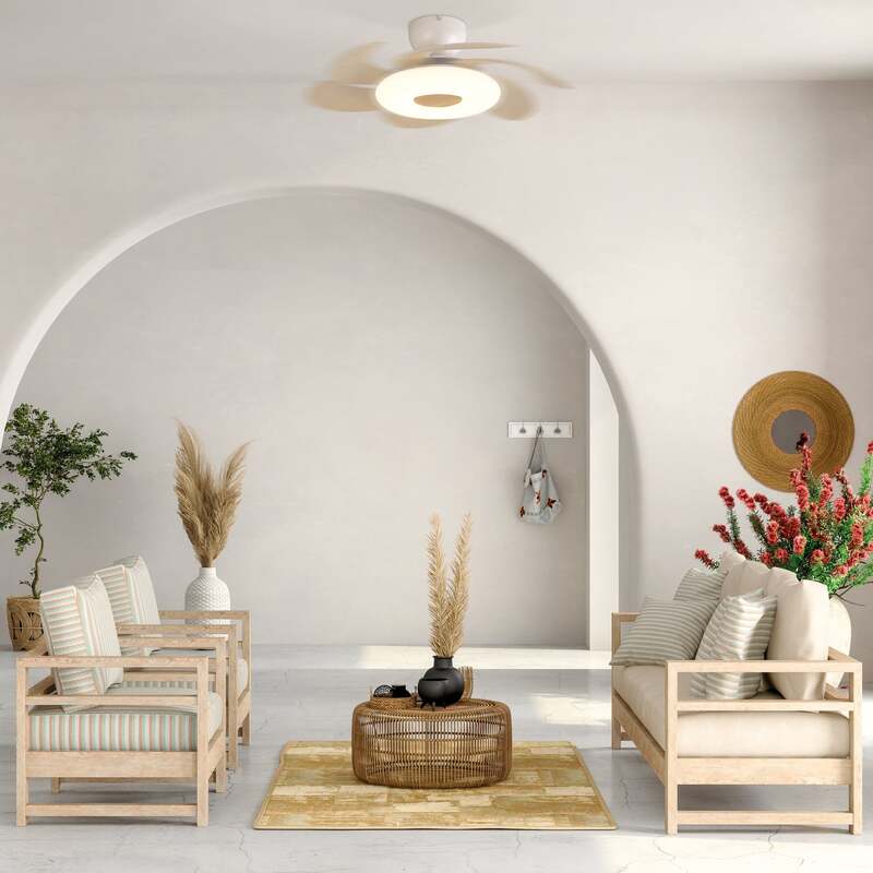Deckenventilator Ventilator Lampe LED Beleuchtung Mantra Iluminación Flower Holz - 8435153287046