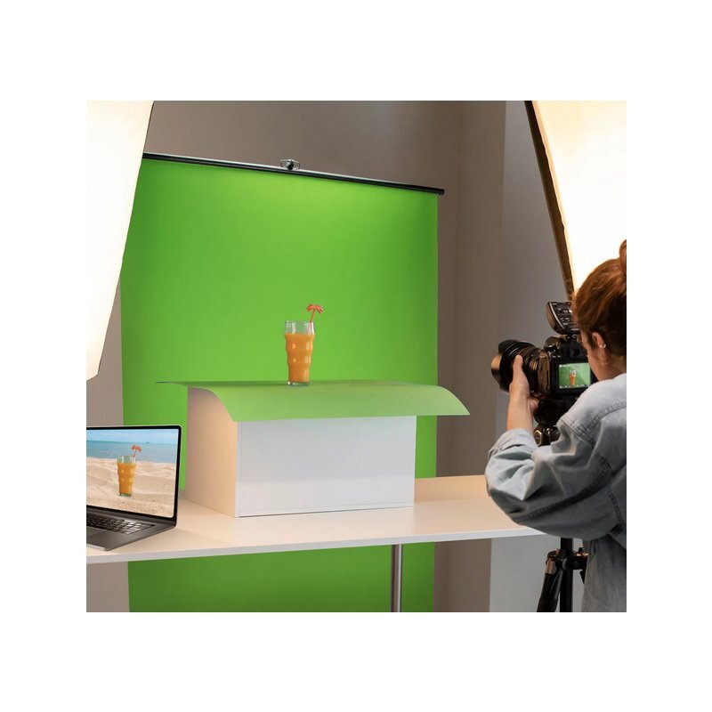 hjh OFFICE Leinwand Hintergrund Fotohintergrund Green Screen Stoff grün tragbar - 4260615559331