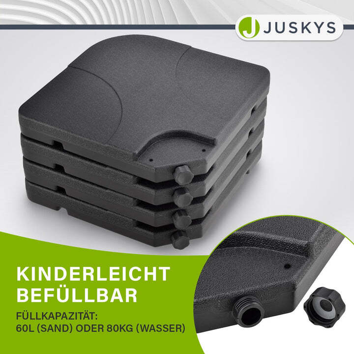 Schirmgewicht 4er Set QuadGewicht HDPE befüllbar bis 80kg schwarz stabil - 4260565522850