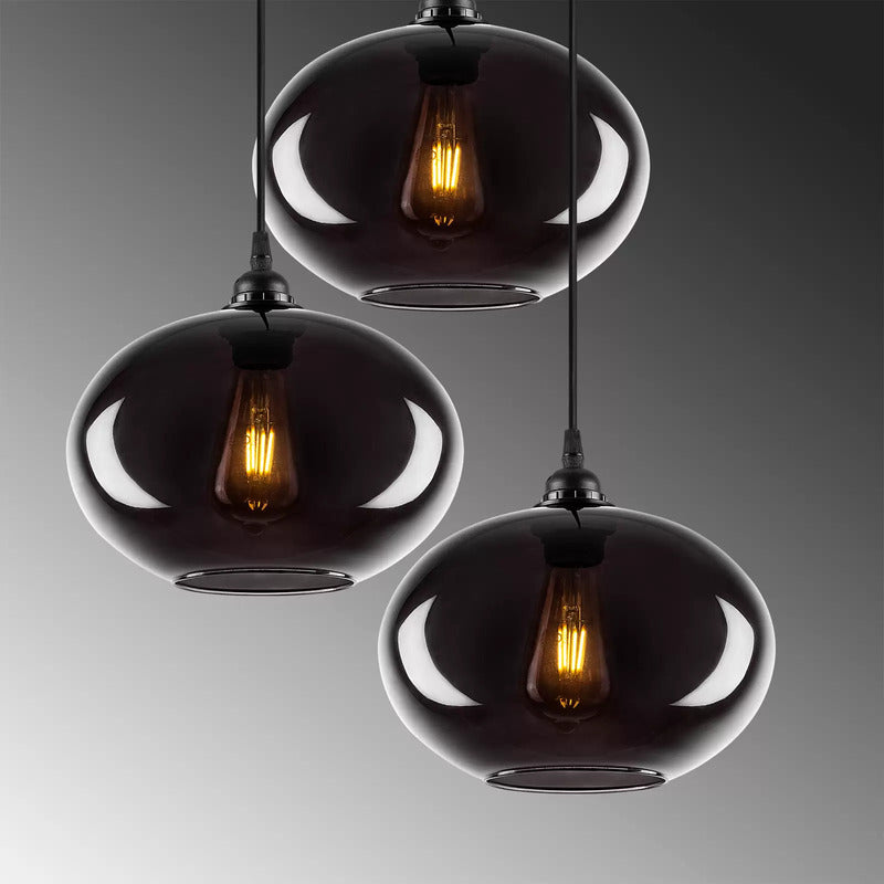 Hängelampe Smoked 051 3-flammig Rondell Glas Ø27cm Hängeleuchte Lampe Spot E27 - 10023717