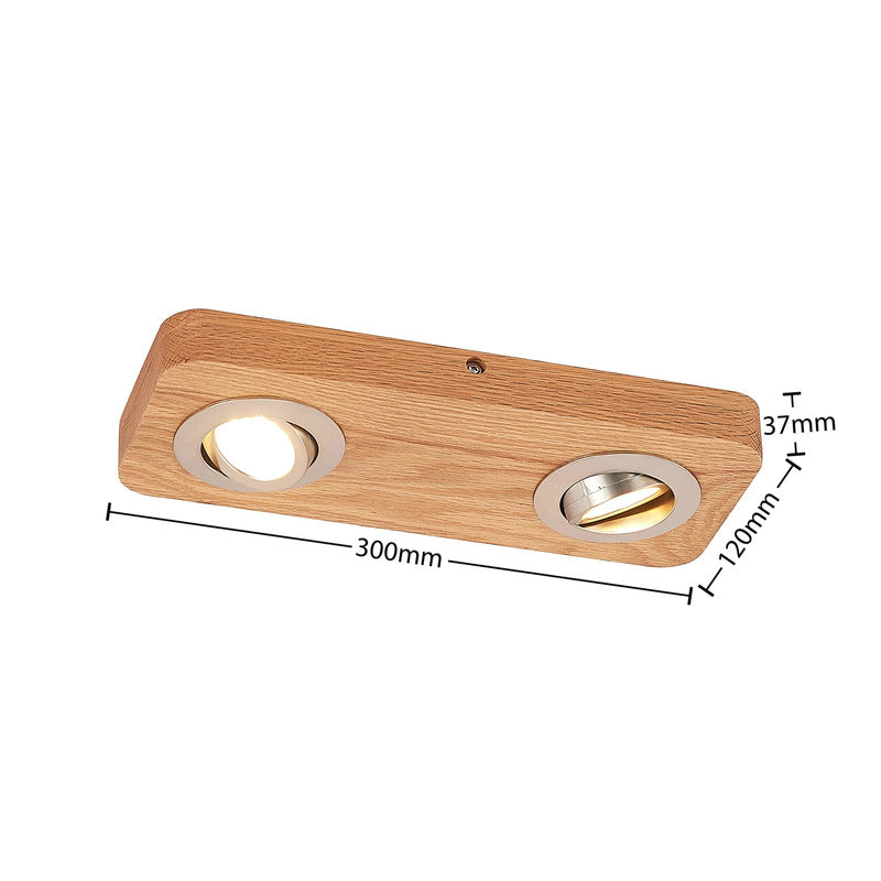 Lindby LED Ceiling Light Mikari, 30 Cm, Wood, Swivelling - 4251911707946