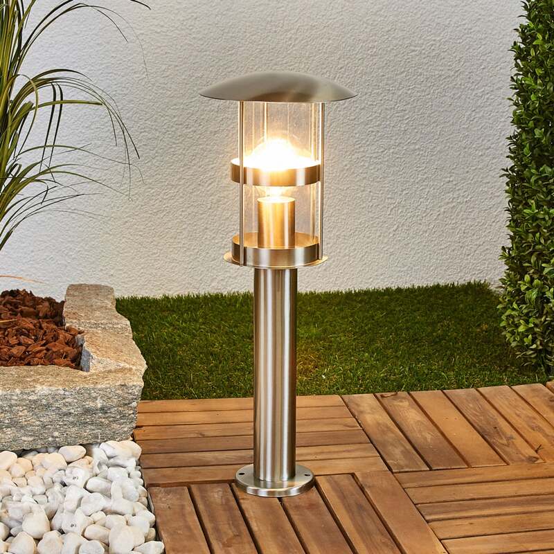 Lindby Noemi Edelstahl-Sockellampe Wegeleuchte Gartenlampe Lampe E27 edelstahl - 4251096539271