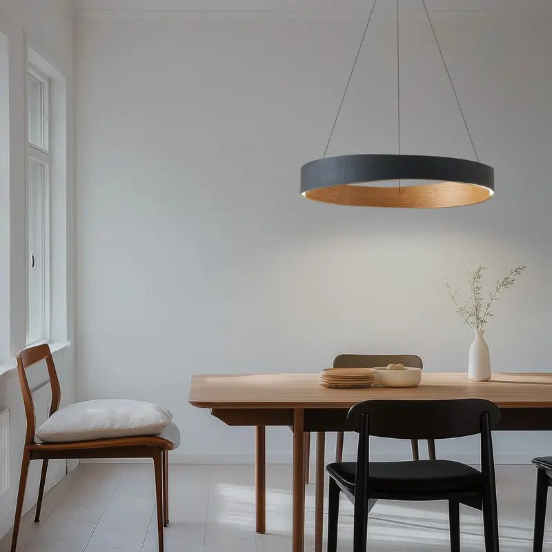 Lucande Pendelleuchte Hängeleuchte LED Fernbedienung schwarz Holz dimmbar - 4255830904721