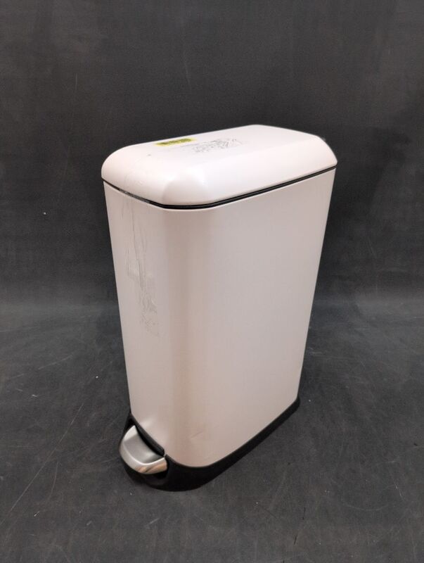 hjh OFFICE CLEAN SLIM Mülleimer 20L Stahl weiß mit Softclose Tretmechanismus - 4064323045717