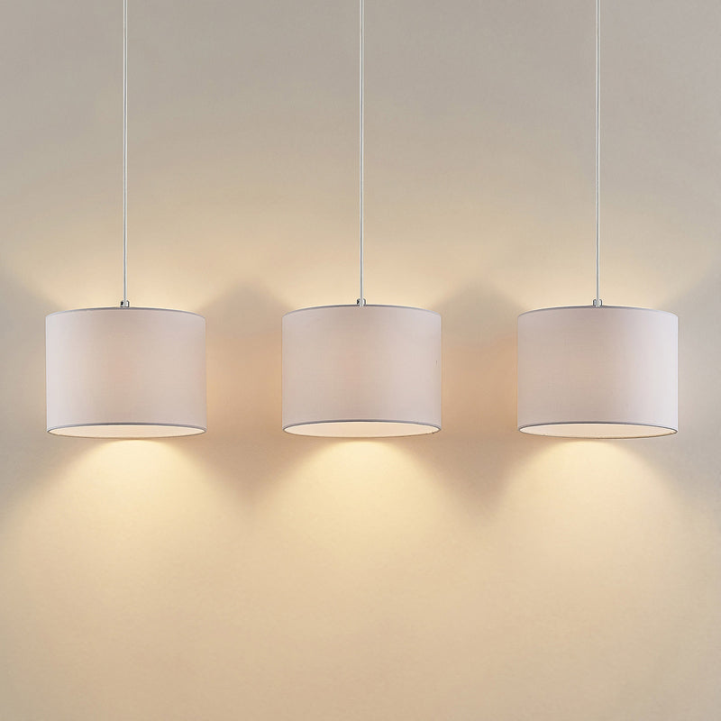 Lindby Hängeleuchte Imarin LED Pendelleuchte dimmbar Eiche Textil weiß 100x25cm - 4251911728996