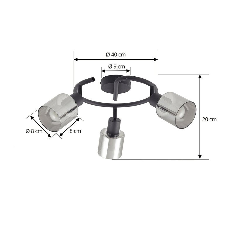 Lindby Deckenleuchte Netty grau 3-flammig Glas Deckenlampe Lampe Leuchte Spot - 4251911793284