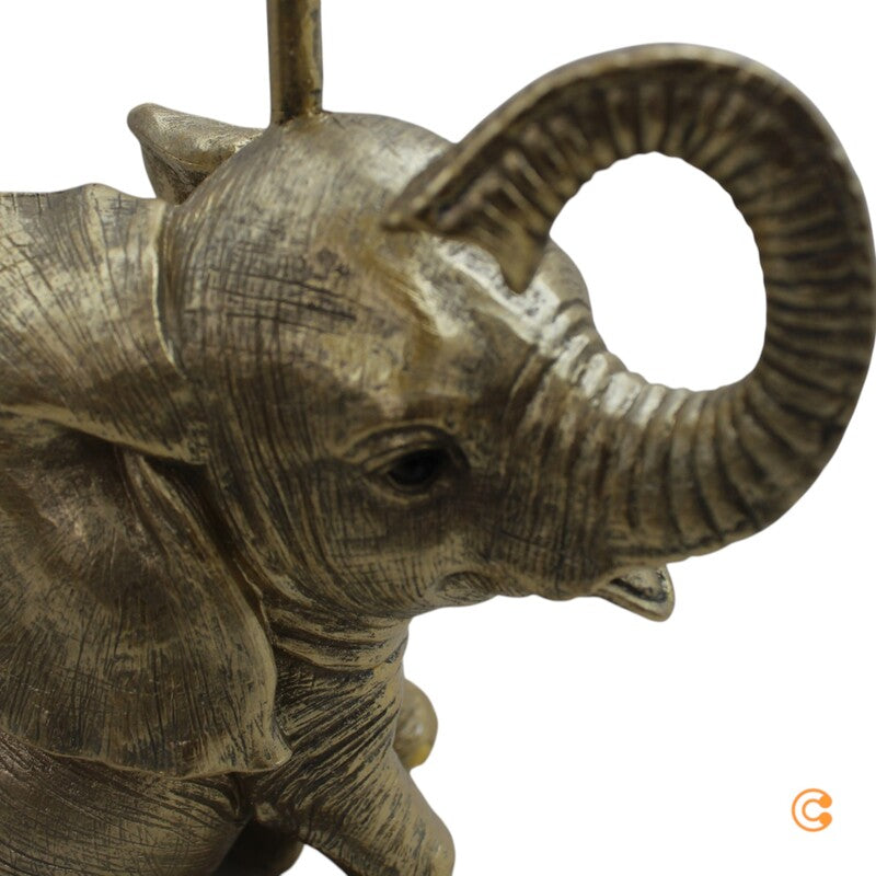 KARE Tischleuchte Lampe Happy Elefant Schirm Leuchte Schwarz Gold Kunstharz - 4025621555391