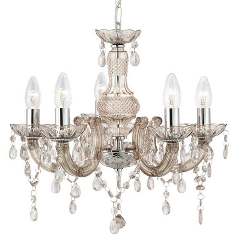 Searchlight Kronleuchter Marie Therese Hängelampe 5-flammig dimmbar braun Ø48cm - 5053423009179