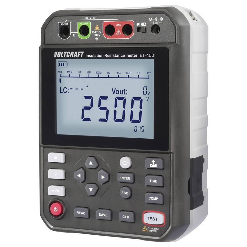 Voltcraft Isolationsmessgerät ET-400 2500V 2,5 TΩ USB CAT IV 600V schwarz - 4064161477534
