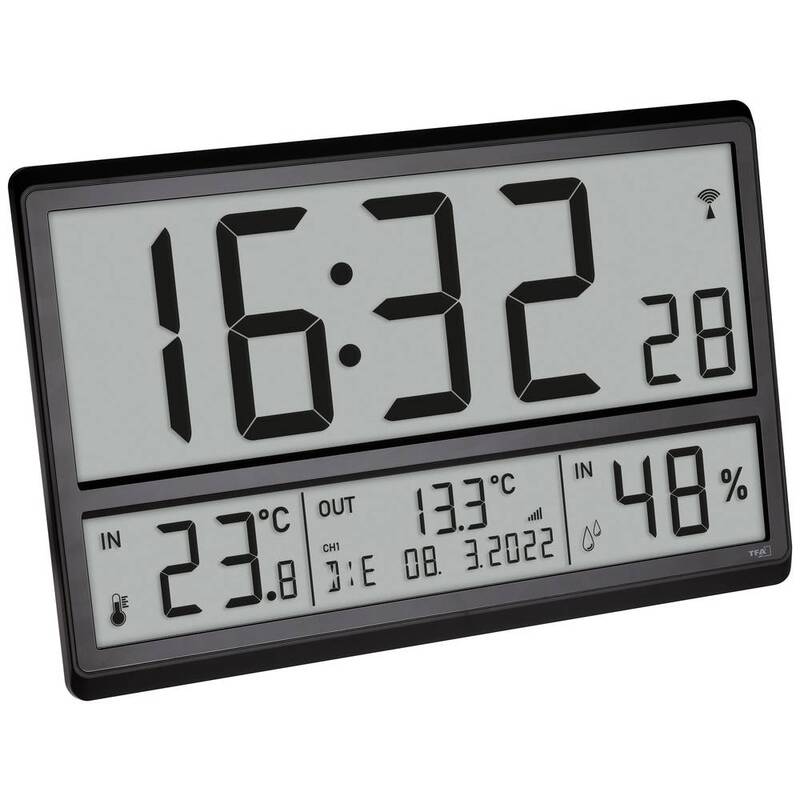 TFA XL-Funkuhr 60.4523.01 mit Außentemperatur und Alarm schwarz 360x235mm - 4009816038234
