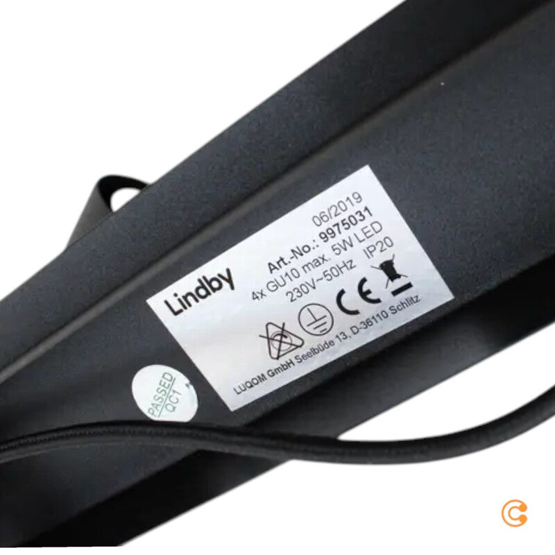 Lindby Deckenstrahler Deckenlampe Strahler Schwarz 4-flammig Wohnbereich - 4251096545852