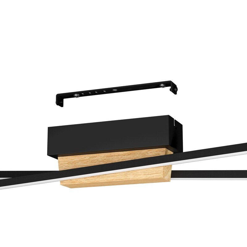 Eglo LED-Deckenleuchte Panagria Deckenlampe Deckenlicht schwarz mit Holzdetail - 9008606244232