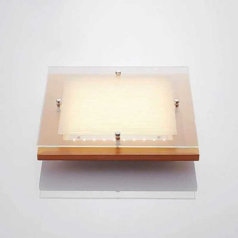 Deckenleuchte Lampe LED Holz Cattleya Leuchte braun 32cm quadratisch Deckenlampe - 4251096557268